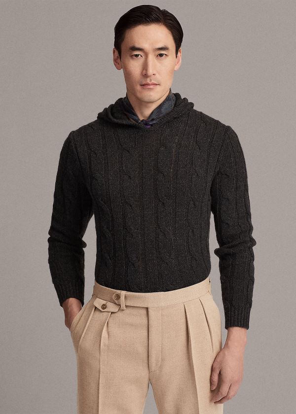 Ralph Lauren Cable-Knit Cashmere Hættetrøje Herre Danmark (IZTUW0348)